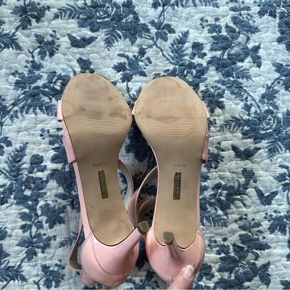Louise et Cie Pink Lo-Hilio Leather Ankle Strap Zip Up Kitten Heels Size 8.5 - Picture 9 of 10